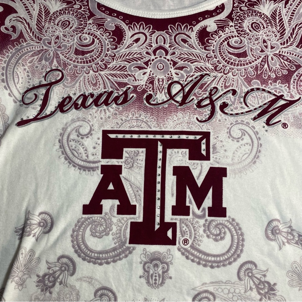 Texas A&M P.Michael women’s three-quarter sleeve decorative jewel front